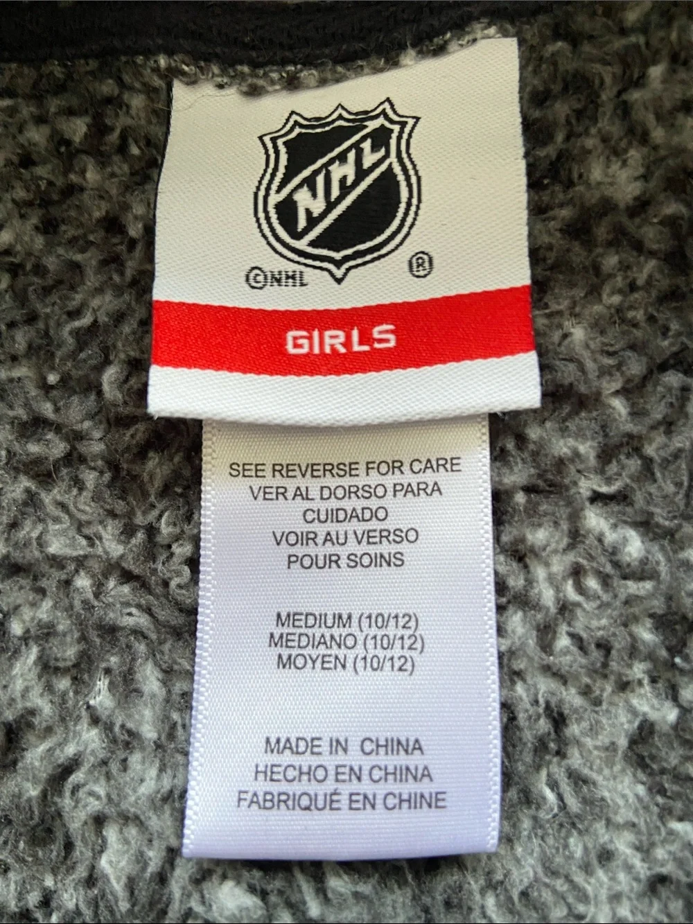 NHL Girls Stanley Cup Champion Carolina Hurricanes Gray Sherpa Jacket